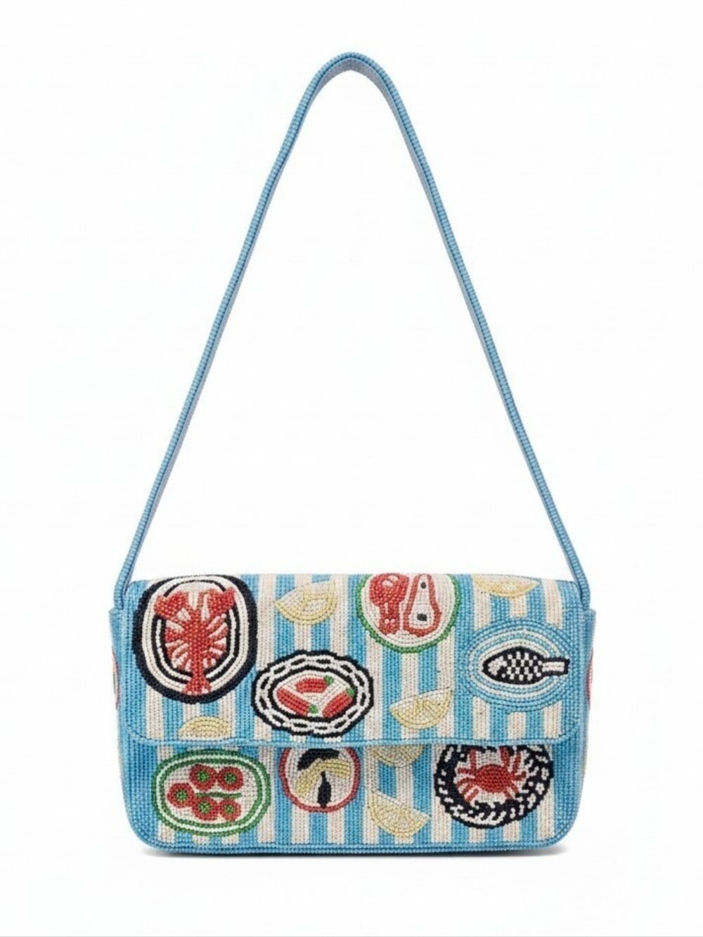 Handcrafted in India NWT Viral Beaded Lobster & Crab Nautical Shoulder Bag